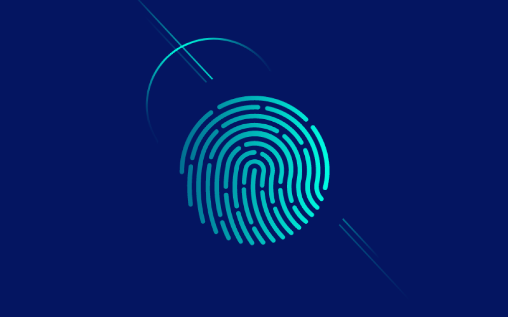 Fingerprint icon on navy background